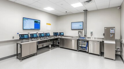 Aufkleber - Modern Sterile Laboratory Control Room With Multiple Monitors