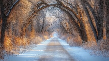 Poster - Winter Pathway Through Arching Trees In Snow