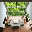 © elena_kivi - Overhead bird’s eye view, electric vivid colors. Stylish spacious living room