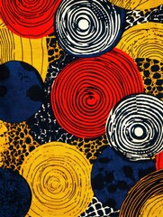 Poster - Vibrant Fabric Design with Abstract Circles and Dynamic Patterns for textile
