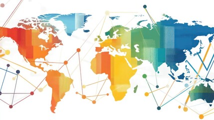 Poster - Colorful World Map Illustrating Global Connections