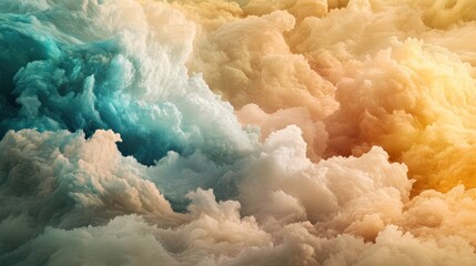 Poster - Abstract Cloud Formations In Hues Of Teal And Gold