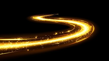 Poster - Gold line light glow with sparkle and flare shine. Horizontal golden neon streak effect isolated on transparent background. Magic flash laser strip divider with glitter shimmer design illustration