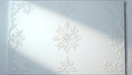 Poster - White embossed floral pattern background
