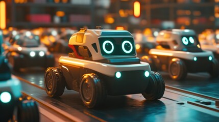 Poster - Autonomous Robot Vehicles Travel On Conveyor Belt System
