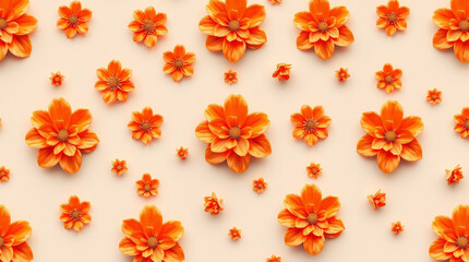 Poster - Orange flower pattern background