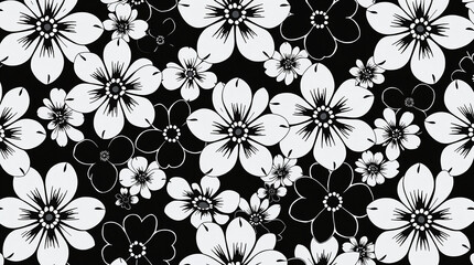 Poster - Black and white floral pattern