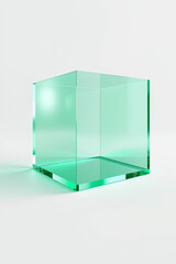 Aufkleber - Empty glass cube on white background