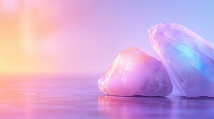 Wall Mural - vibrant pastel crystal stones with soft glow in abstract artistic composition