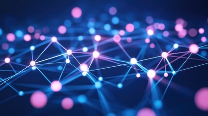 Aufkleber - Abstract Network Connections Illuminated With Pink And Blue Lights