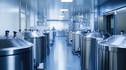 Aufkleber - Stainless Steel Tanks In A Modern Cleanroom Facility