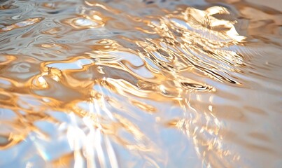 Canvas Print - Golden water ripples, sunlight reflection, pool surface, abstract background, website design