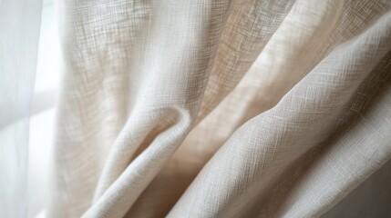 Poster - Draped Beige Linen Fabric Texture Close Up