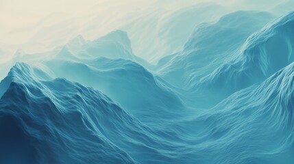 Poster - Abstract Blue Mountainscape Digital Art
