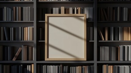 Poster - Blank Frame Amongst Many Books On Shelves