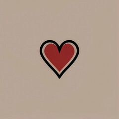 Sticker - Simple Red Heart on a Brown Background in Standard Scale. Generative AI