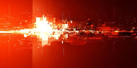 Aufkleber - Digital energy surging through abstract background, red orange tones radiating technological dynamism and innovation