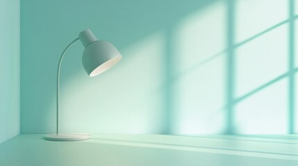 Aufkleber - Minimalist Desk Lamp in a Light Green Room