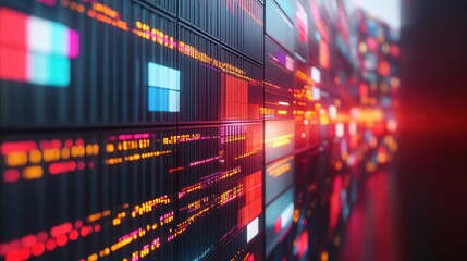 Aufkleber - Illuminated Data Servers Displaying Bright Colorful Codes