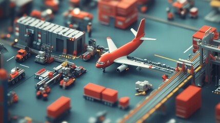 Poster - Airplane Cargo Terminal Logistics Transportation System