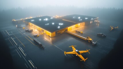 Aufkleber - Futuristic Drone Delivery System at Night Warehouse