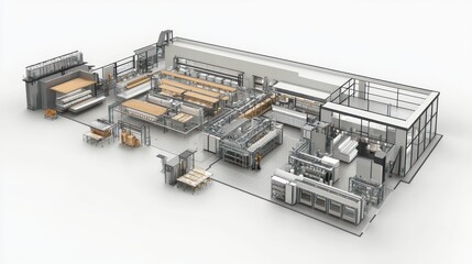 Poster - Modern Food Processing Plant Architectural Design Model