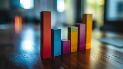 Poster - Colorful Wooden Blocks Form Increasing Bar Graph