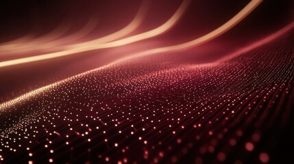 Poster - Abstract Red Glowing Grid Pattern Background