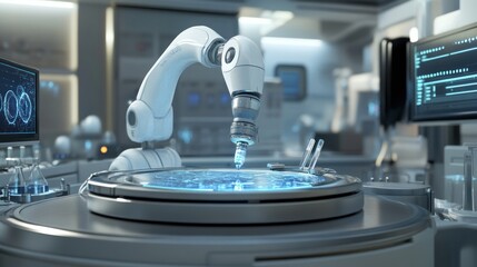 Aufkleber - Robotic Arm Precisely Dispensing Fluid In Modern Laboratory