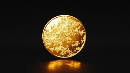 Poster - Golden Circular Object With Textured Surface