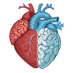 Wall Mural - understanding the connection between heart and brain anatomy. generative ai