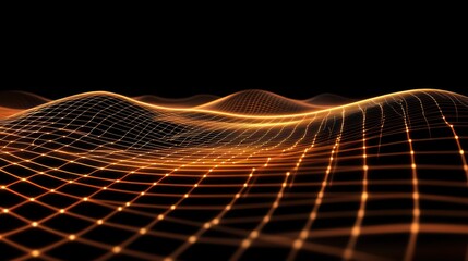 Poster - Abstract Orange Grid Wave Digital Landscape
