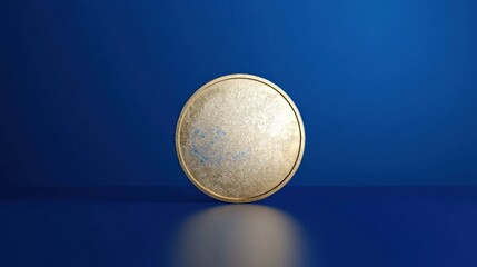 Canvas Print - Gold circular disc on a blue background