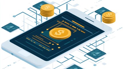 Poster - Mobile Banking App Shows Digital Currency Transactions