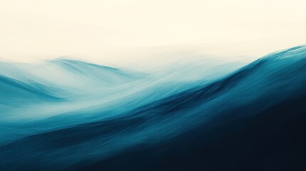 Poster - Abstract Blue Waves Rolling Gentle Hills