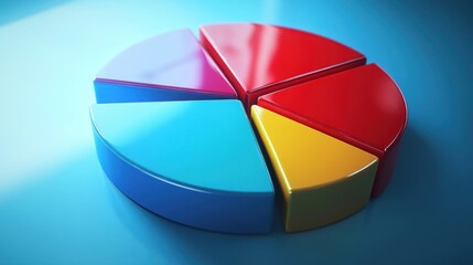 Poster - Colorful three dimensional pie chart graphic representation
