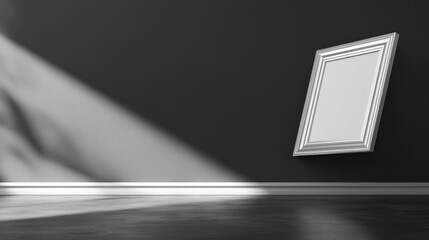 Aufkleber - Empty White Frame Against Dark Grey Wall