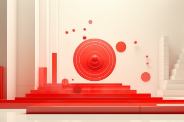 Poster - red stage with geometric shapes is creating a dynamic visual experience, perfect for showcasing prod