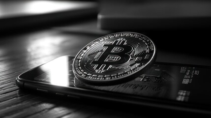 Poster - Cryptocurrency Coin On Modern Smartphone