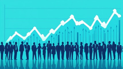 Aufkleber - Business People Stand Before a Positive Growth Chart