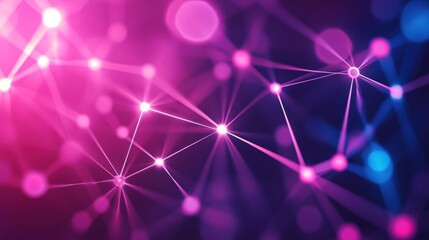 Poster - Abstract Network of Glowing Pink and Blue Nodes