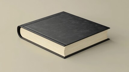 Poster - A Closed Black Book Rests on a Beige Surface