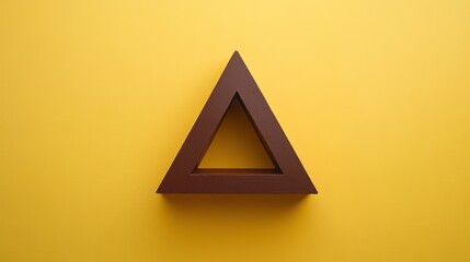 Aufkleber - Brown triangular shelf against yellow background