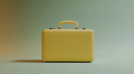 Poster - A Pale Yellow Briefcase Sits on a Green Background