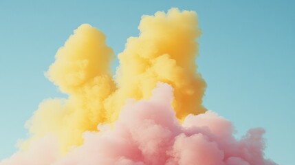Poster - Pastel Yellow and Pink Clouds in a Blue Sky
