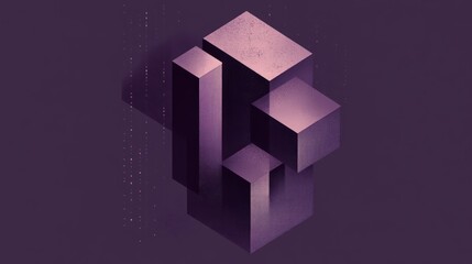 Poster - Abstract Purple Geometric Cube Structure Design