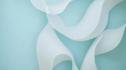 Poster - Abstract White Paper Curves on a Light Blue Background