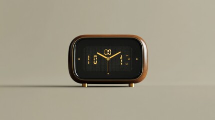 Poster - Modern Wooden Analog Digital Clock Displaying Time