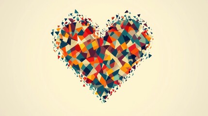 Poster - Abstract Colorful Geometric Heart Design Disintegrating