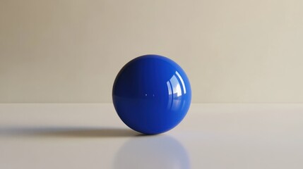 Poster - A Single Blue Sphere Rests On A White Surface